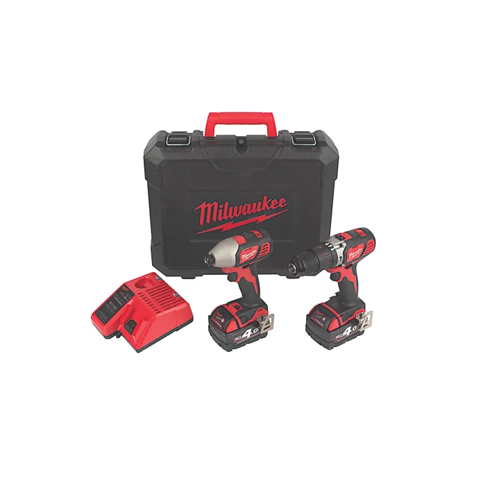 Milwaukee Cordless Twin Pack M18 BPP2Q-402C 18V 2 x 4.0Ah Li-Ion RedLithium
