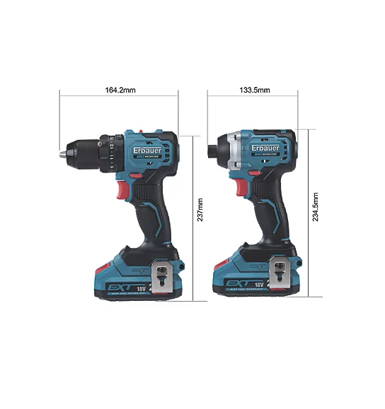 Erbauer Combi Drill & Impact Driver 18V 2 x 2.0Ah Li-Ion EXT Brushless Cordless