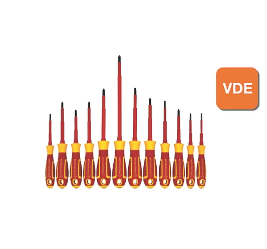 MAGNUSSON MIXED VDE SCREWDRIVER SET 12 PCS Variety of Sizes Soft-grip
