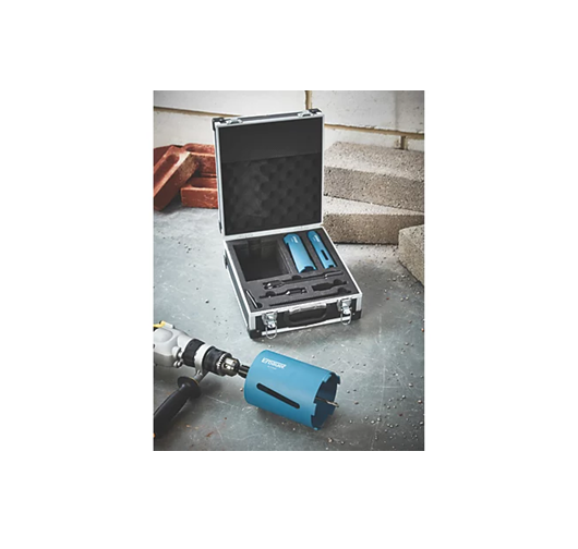 Erbauer Diamond Core Drill KErbauer Diamond Core Drill Kit 3 Cores 38, 52 and 117mm Wet & Dry Use Caseit 3 Cores 38, 52 and 117mm Wet & Dry Use Case