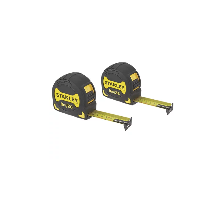 Stanley Grip Tape 8m Tape Measure Set 2 Pack
