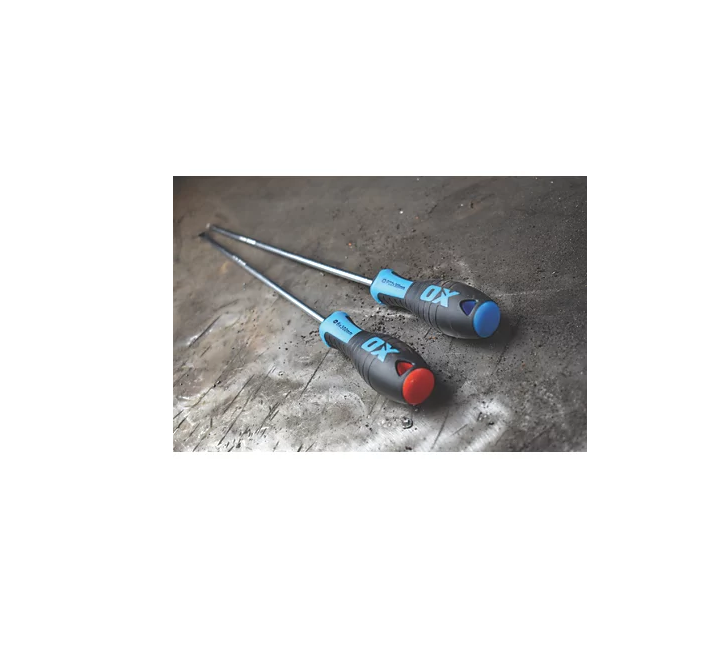 OX  Screwdriver Set Pro Slotted / PZ Long Reach 2 Pieces 300mm Chrome Vanadium