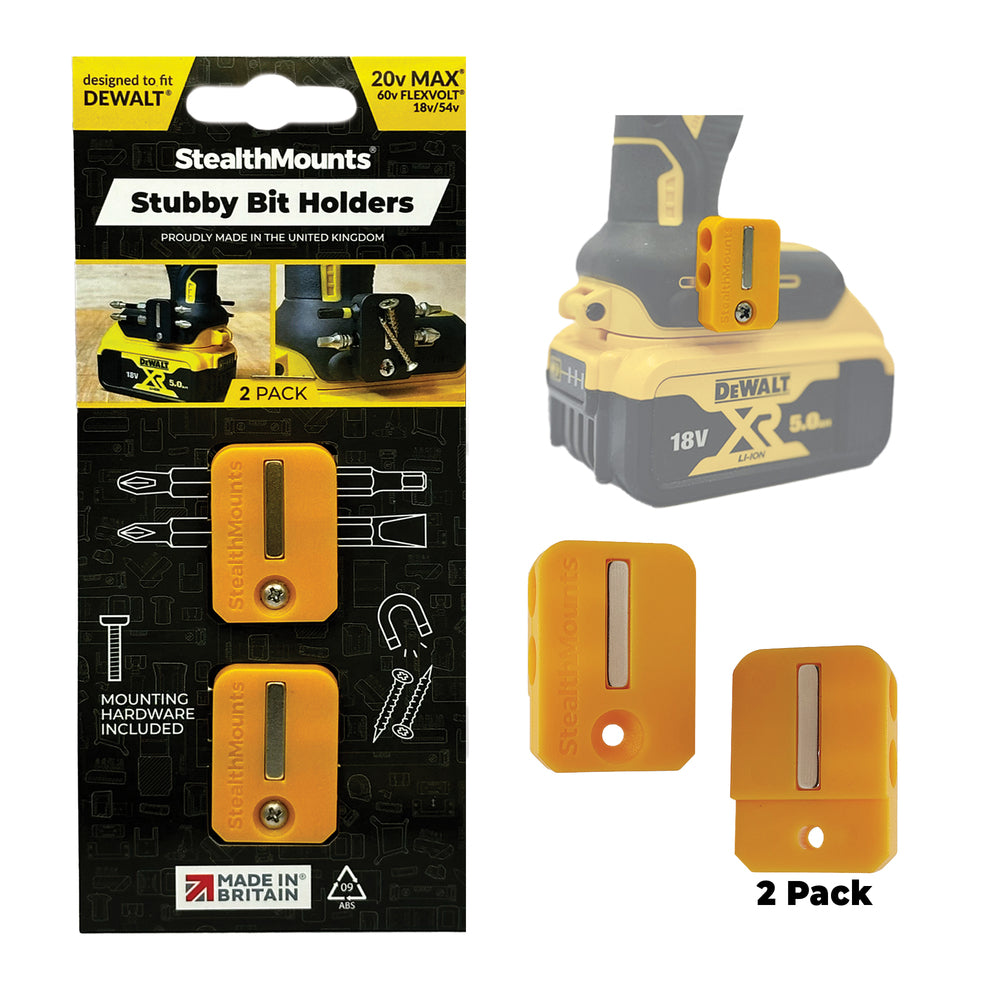 StealthMounts Stubby Magnetic Bit Holder for Dewalt XR & Flaxvolt Tools 2pack