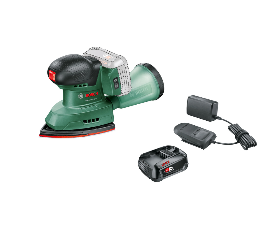 Bosch 18V Cordless Delta sande EasySander 1 x 2.5Ah Li-ion Battery Charger