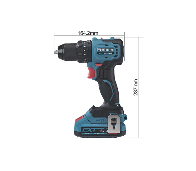 Erbauer ECCD18-Li 18V 1 x 2.0Ah Li-Ion EXT Brushless Cordless Combi Drill