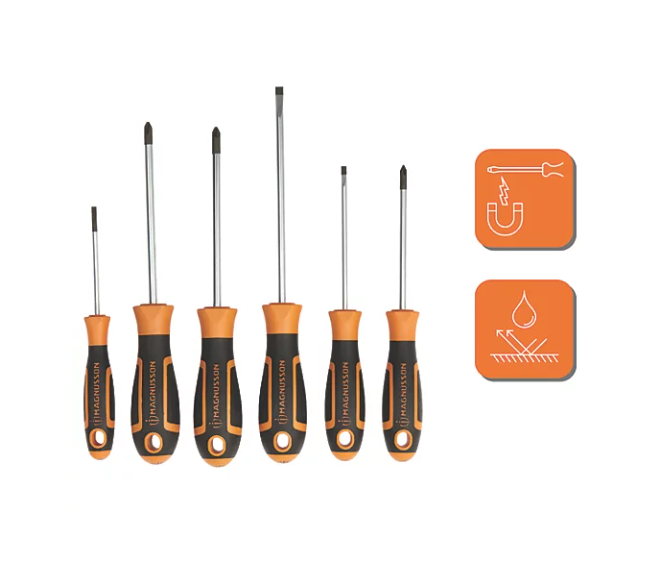 Magnusson Mixed Screwdriver Set 6 Pieces Chrome Molybdenum Steel Blades