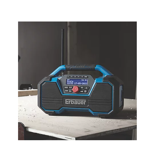 Erbauer Radio ERD18-Li 230V or 18V DAB FM Radio Bluetooth Aux