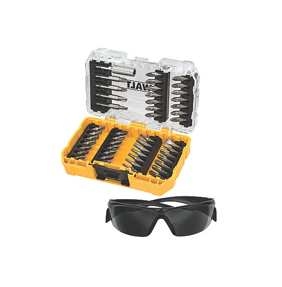 DEWALT Screwdriver Bit Set & Safety Glasses 47 Pieces6.35mm Hex Shank Mixed
