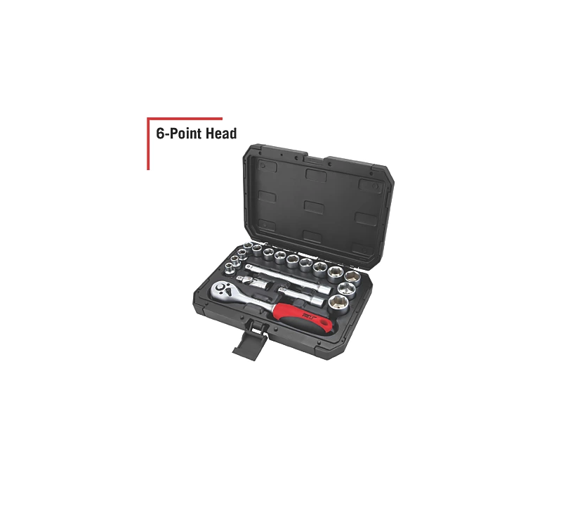 Forge Steel Socket Set 3/8" Drive 18 Pieces 6-Point Head Cold-Forged Soft-grip