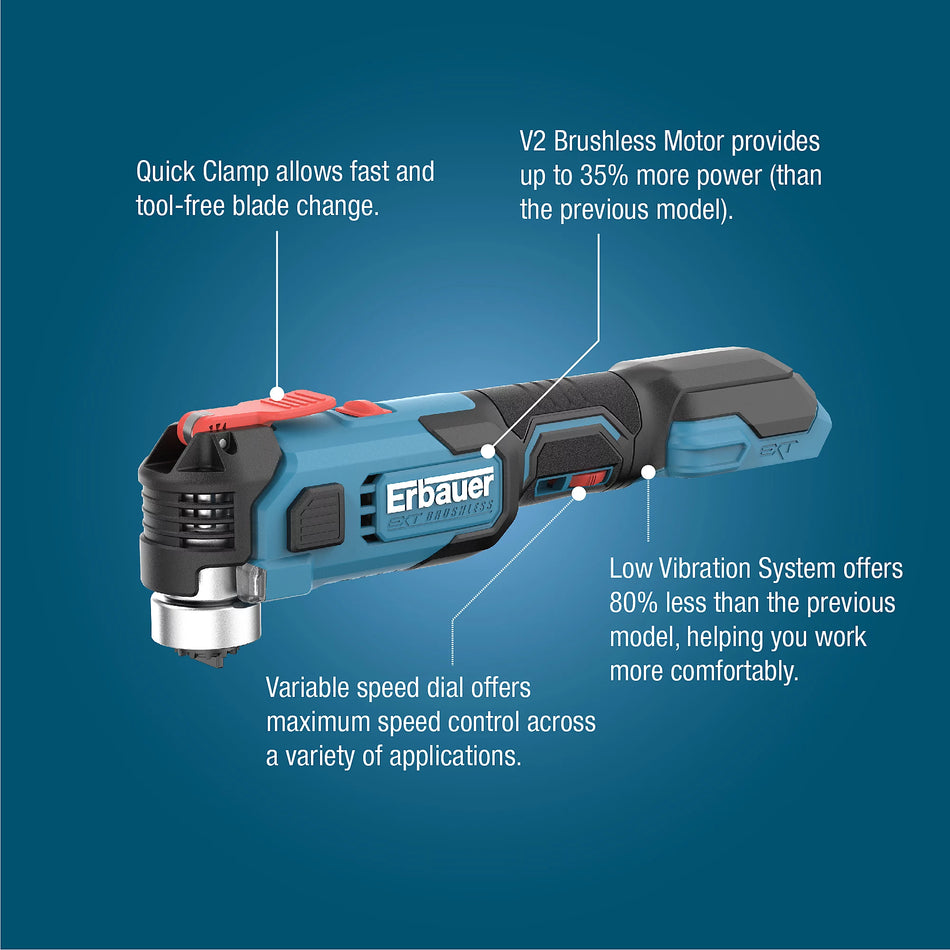 Erbauer 18V Brushless Cordless Multi-Tool ERI1080MLT 18V Li-Ion EXT  - Bare