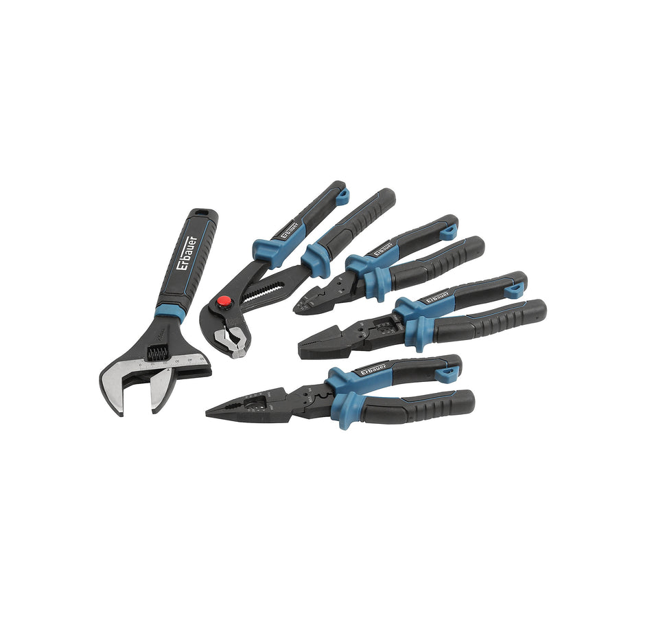Erbauer 5 piece Chrome vanadium steel Pliers set E_PL10 Ergonomic soft-grip grip