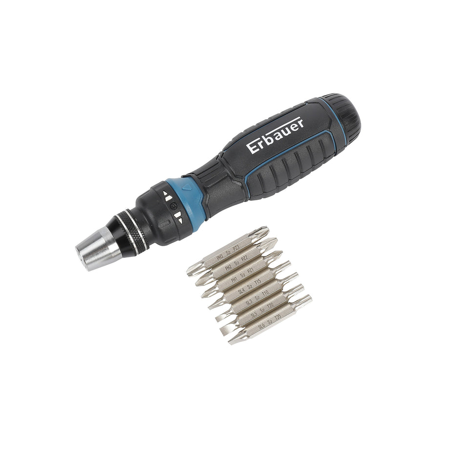 Erbauer Ratchet Mixed Screwdriver set 8 piece 14-in-1 Comfort grip 72 tooth