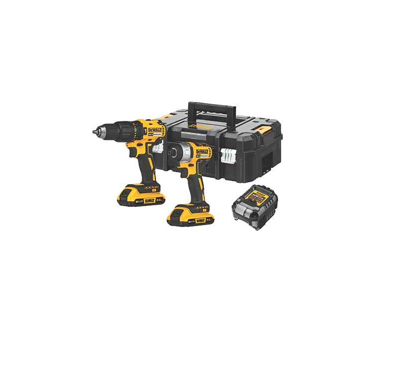 DEWALT Combi Drill Impact Driver Twin Pack DCK2060D2T 18V 2 x 2.0Ah Li-Ion XR Brushless Cordless