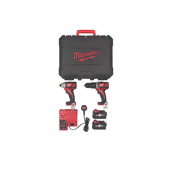 Milwaukee Cordless Twin Pack M18 BPP2Q-402C 18V 2 x 4.0Ah Li-Ion RedLithium