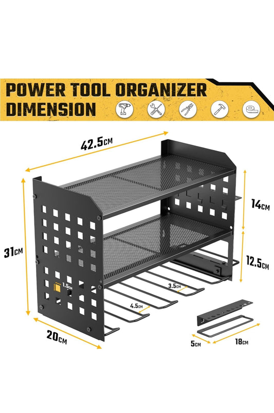 Power Tool Storage, Tool Rack for 4 Drill Holders, Heavy Duty Wall Mount Gift