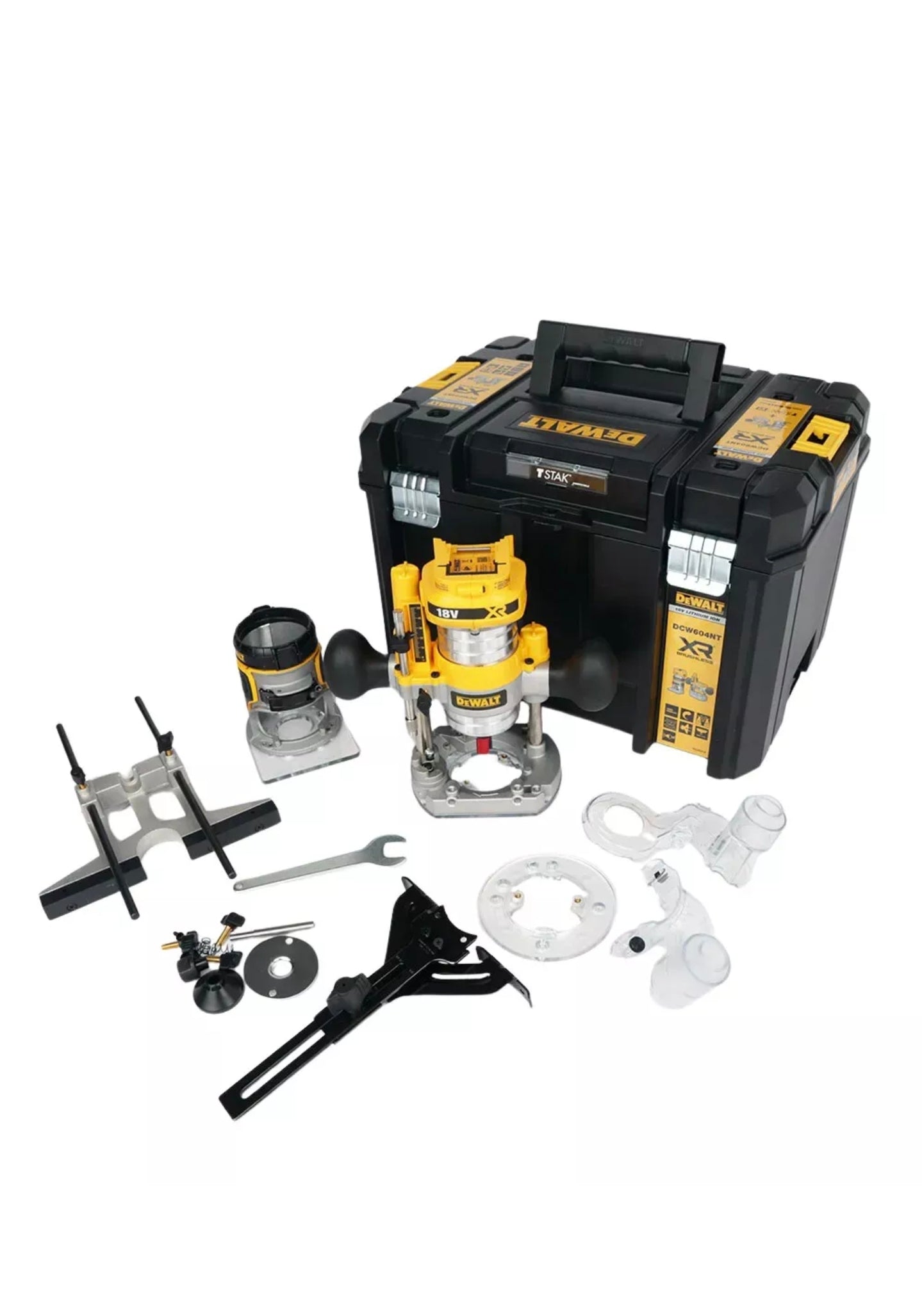 DEWALT DCW604NT-XJ Router in TSTAK Kitbox Box, 18V XR Brushless 8mm (1/4") Bare