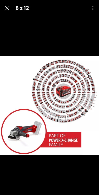 Einhell Cordless Angle Grinder 115mm 18V Case Discs 1 x 2.5 ah Battery Charger TE-AG 18/115