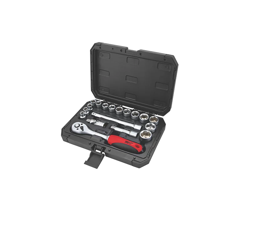 Forge Steel Socket Set 3/8" Drive 18 Pieces 6-Point Head Cold-Forged Soft-grip