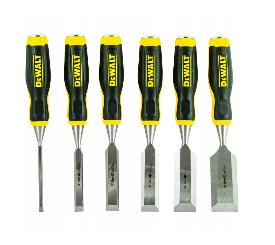 DEWALT Bevel Edge Chisel Set 6 Pieces 6, 12, 19, 25, 32 and 38mm Case