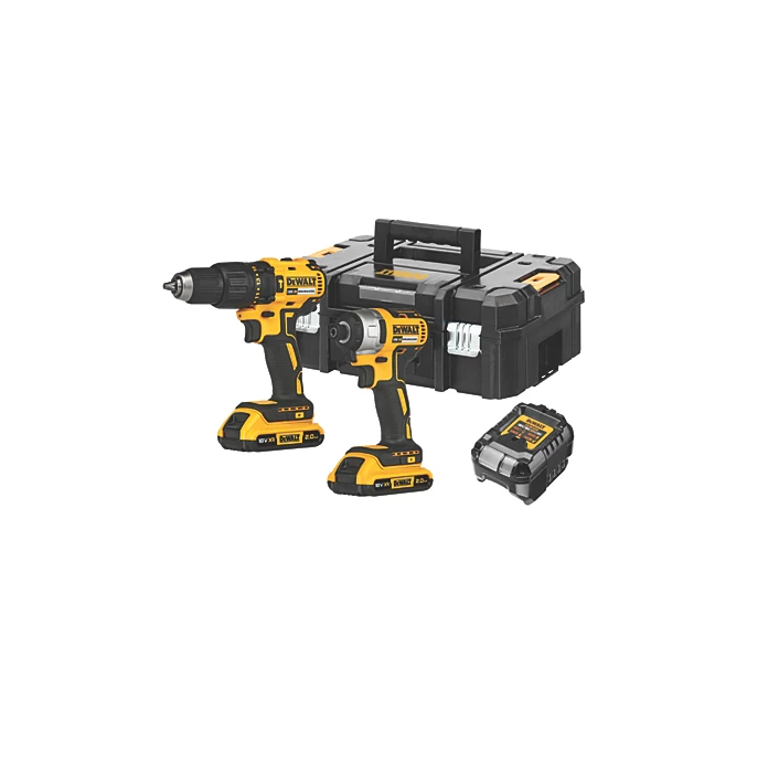 DEWALT DCK2060D2T-SFGB 18V 2 x 2.0Ah Li-Ion XR Brushless Cordless Combi Drill and Impact Driver Twin Pack